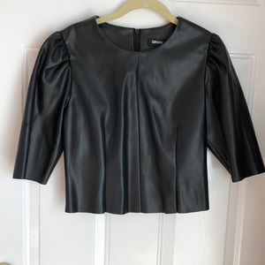 Like new leather-like Donna Karan top.